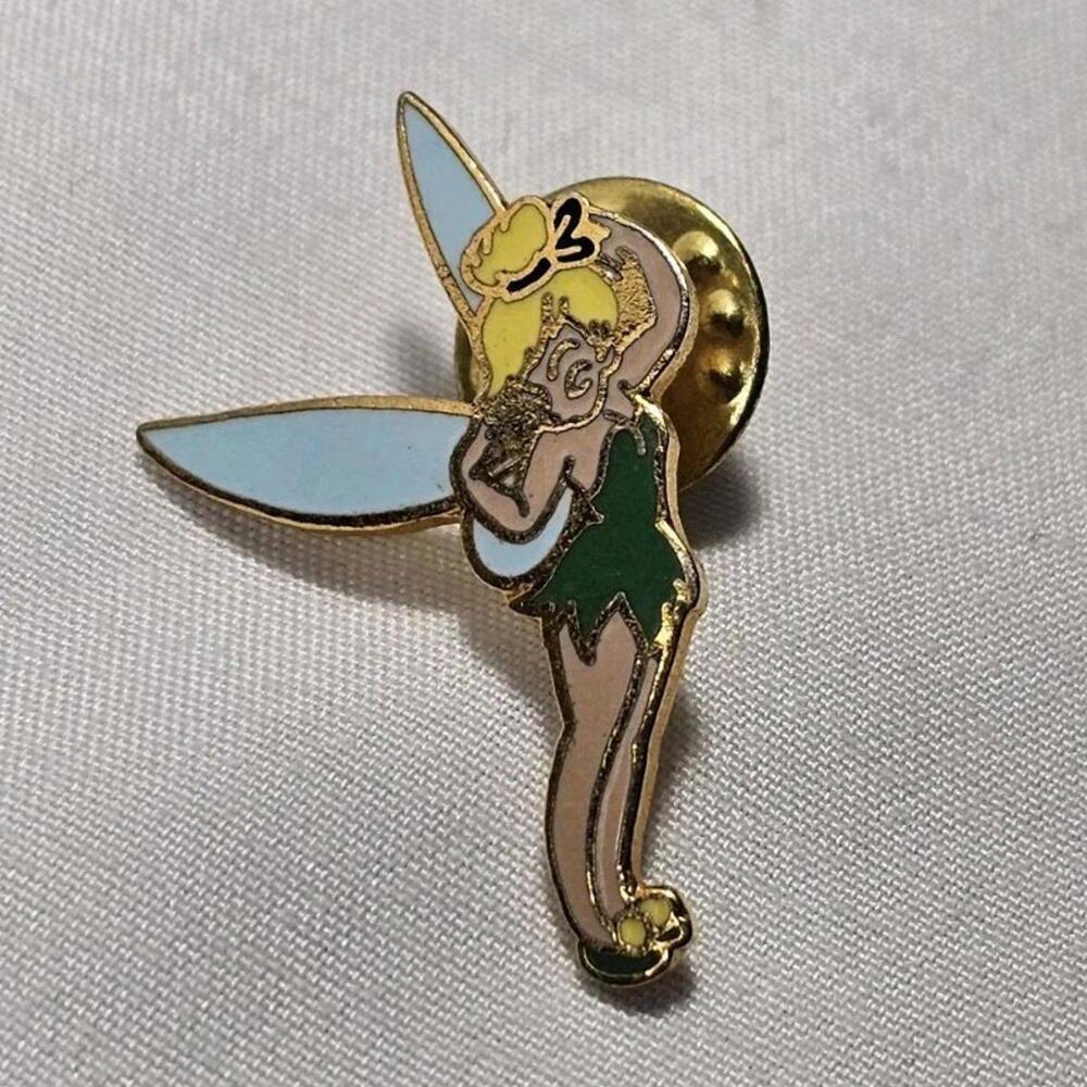 Vintage Disney Tinkerbell ‘ Looking Back’ Peter Pan Trading Hat Lapel Pin 1990